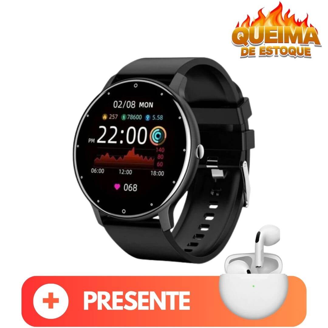 Relógio Smartwatch VitalityFit Android/IOS À Prova D Água + Fone Air Pro 4 Tws