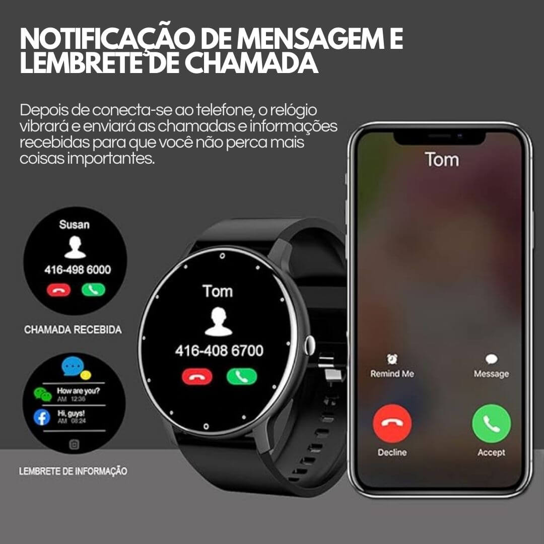 Relógio Smartwatch VitalityFit Android/IOS À Prova D Água + Fone Air Pro 4 Tws