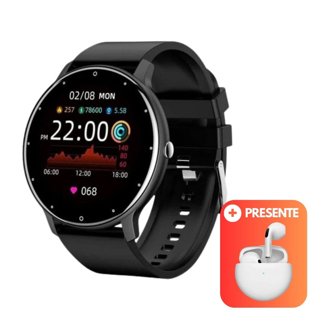 Relógio Smartwatch VitalityFit Android/IOS À Prova D Água + Fone Air Pro 4 Tws